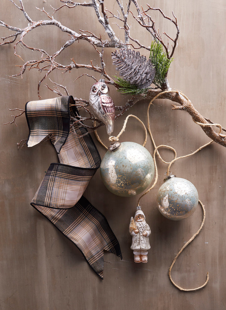 Mercury glass ornaments and beaded garland